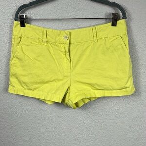 Loft Mid Rise Chino Shorts Bright Fun Yellow Summer Cotton Sz 10